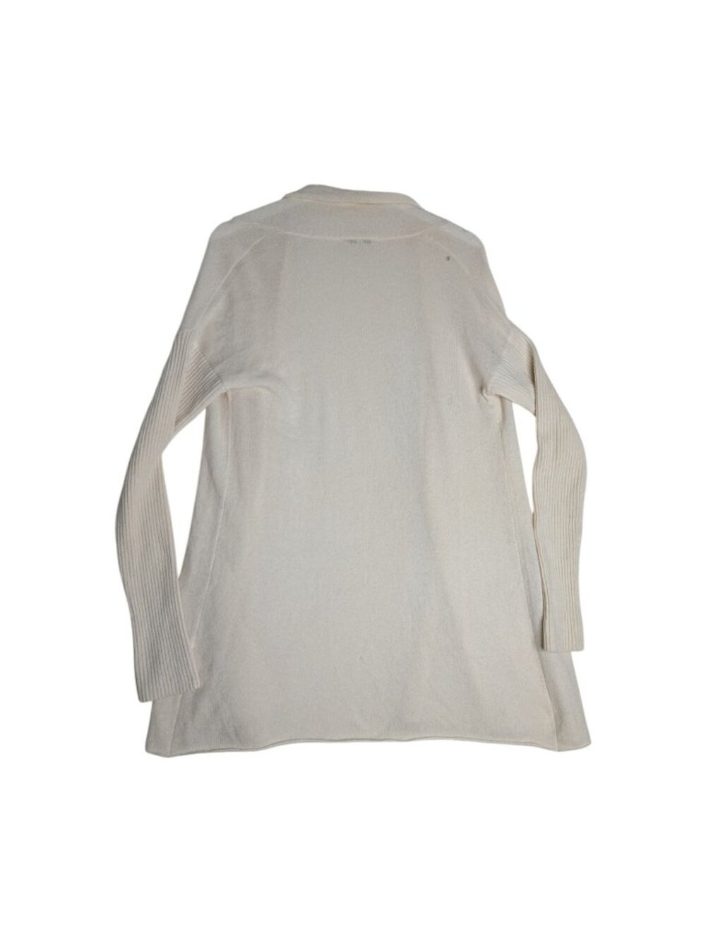 Vince Cashmere Open-Front Cardigan Ribbed Sleeves Split Panel Cream Sz M - Picture 5 of 11